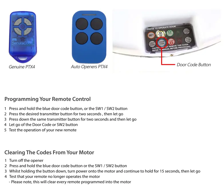 ATA PTX-4 Remote Control Replacement - Image 2