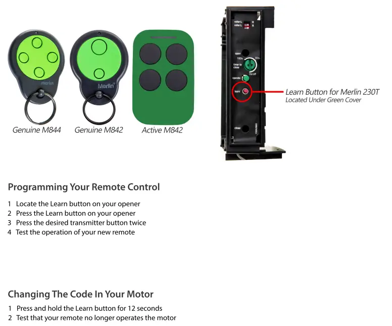 M842 ~ M844 Merlin Remote Control Replacement - Image 2